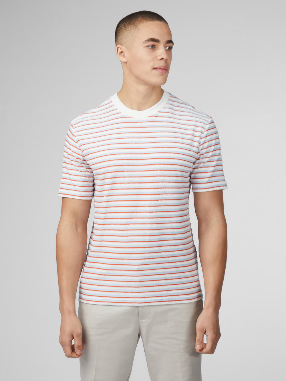 T-Shirt Ben Sherman Signature Loopback Stripe Bleu | LFR-03814236